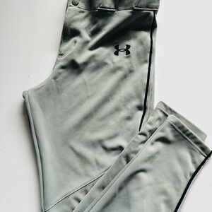 Youth Under Armour Gray Baseball Utility Pants w/ Navy Blue Piping YXL